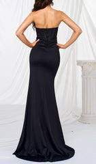 Christo Strapless Corset Slit Maxi Dress