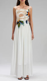 Emanuele White Floral Embroidered Maxi Dress