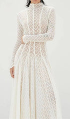 Dalise Elegant White Lace Maxi Dress
