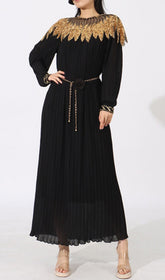 Emiliya Dazzling Black & Gold Sequin Maxi Dress