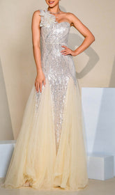 Fizza Glamorous One-Shoulder Sequin Gown
