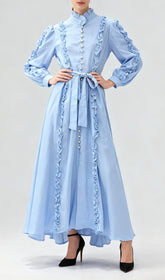 Iria Blue Ruffled Maxi Dress
