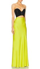 Emery Strapless Two-Tone Cutout Maxi Dress