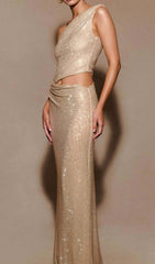 Feride Glimmering Diamante Cutout Maxi Dress