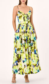 Chic Eadlyn Vibrant Watercolor Print Strappy Maxi Dress