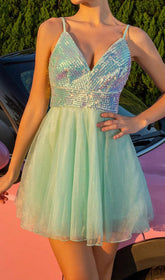 Diana Iridescent Sequin Mint Mini Dress