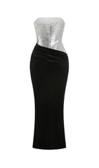 Jayda Glamour Strapless Sequin & Velvet Maxi Dress
