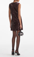 Glamorous Burgundy Sequin Keyhole Mini Dress for Women