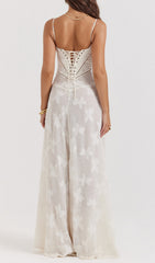 Billie Cream Butterfly Lace-Up Maxi Dress