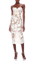 Allegra Strapless Jasmine Midi Dress
