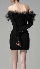 Anya Chic Black Off-Shoulder Blazer Mini Dress