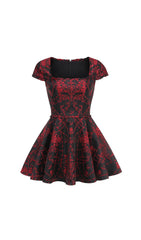 Fantine Red Damask Mini Dress