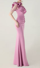 Stunning One-Shoulder Ruffle Maxi Dress