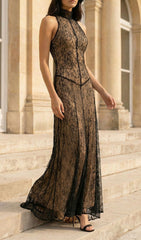 Jagna Black Lace Mock Neck Maxi Gown