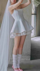 Fennella Chic White Strappy Lace Mini Dress