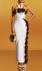 Gravistar Halterneck Floral Sculpting Maxi Dress