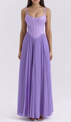 Glain Ethereal Lavender Butterfly Corset Maxi Dress
