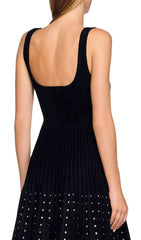 Aureline Crystal-Embellished Black Mini Dress