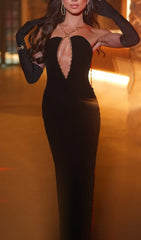 Dejanae Black Chain Detail Strapless Maxi Dress