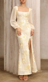 Kadence Sunlit Yellow Floral Maxi Dress