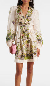 Edaline Chic Floral Long Sleeve Mini Dress