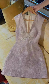 Cherish Purple Sparkle Bow Mini Dress