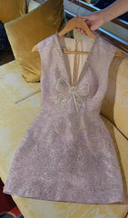 Cherish Purple Sparkle Bow Mini Dress