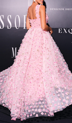 Beyza Enchanting Pink Blossom Embellished Maxi Dress