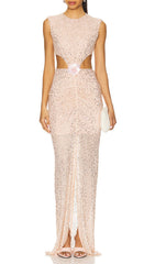 Heywood Dazzling Rose Gold Floral Cutout Maxi Gown