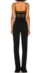 Elegant Black Lace Bodice Jumpsuit for Women