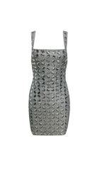 Isabeau Dazzling Grey Rhinestone Strappy Mini Dress