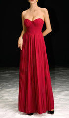 Necalli Strapless Pleated Maxi Dress