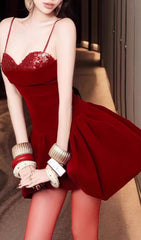 Jelissa Strappy Velvet & Sequin Bust Mini Dress
