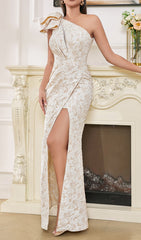 Birdie Jacquard One Shoulder Maxi Dress