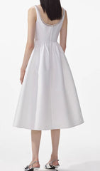 Azzurra White Diamond Embellished Midi Dress