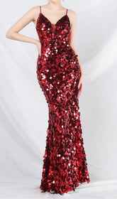 Chole Dazzling Red Sequin Strappy Maxi Dress