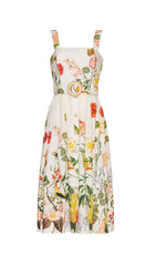 Dairin Vibrant Floral & Botanical Belted Midi Dress