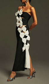 Chima Strapless Bow Cutout Bandage Maxi Dress