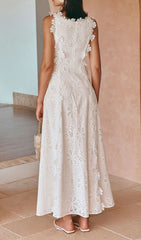Fabiola White Eyelet Maxi Dress