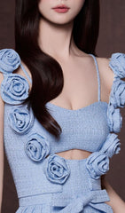 Jaznae Chic Blue 3D Floral Mini Dress