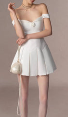 Gertie Chic White Off-Shoulder Mini Dress