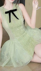 Isoko Fresh Green Lace Mini Dress