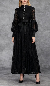 Ivria Elegant Black Lace Maxi Dress