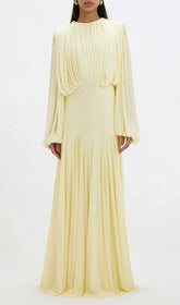 Jimena Yellow Pleated Maxi Dress