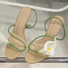 Aneikeh Bohemian Style Flower Narrow BRome Sandals Sexy PVC Transparent Open Toe Thin High Heels Party Prom Shoes