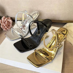 Aneikeh Designer High Heels Design Hollow Out Heel Party Dress Shoes Elegant Sexy Cross Straps Heeled Sandals