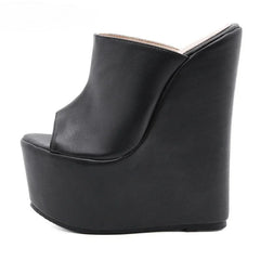 Aneikeh Peep Toe Platform Wedge Heels Designer Woman Slippers Shoes Sandals Size 35-42