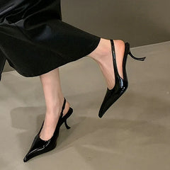 Aneikeh Sexy Designer Patent Leather Pointed Toe High Heels Pumps Shallow Elegant Banquet Wedding Party Shoes