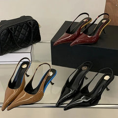 Aneikeh Sexy Designer Patent Leather Pointed Toe High Heels Pumps Shallow Elegant Banquet Wedding Party Shoes