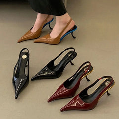 Aneikeh Sexy Designer Patent Leather Pointed Toe High Heels Pumps Shallow Elegant Banquet Wedding Party Shoes